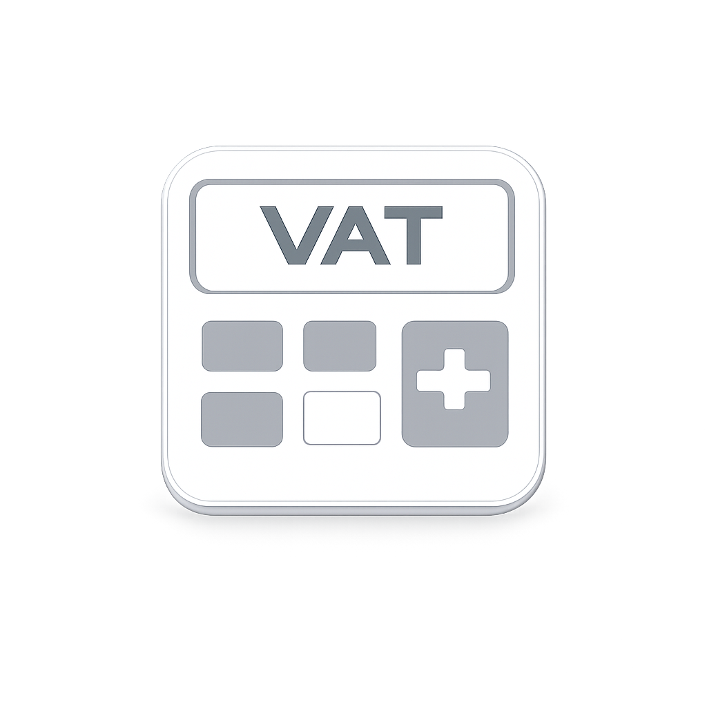 a logo of a calculator with the letters VAT on it